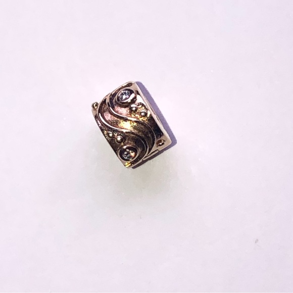 Pandora Solid 14k Gold Diamond Babbling Brook Clip Charm G585 Ale - Picture 12 of 13